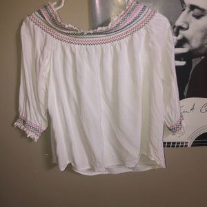 Derek Heart White Half Long Sleeve Crop top
